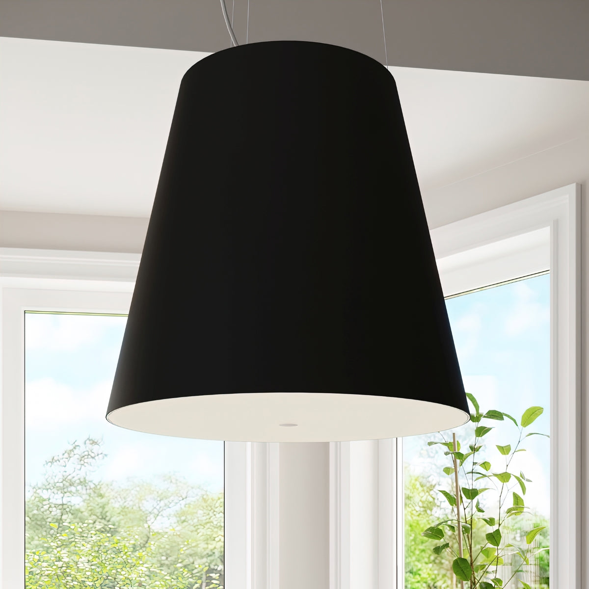 Luzara - Pendant Light - 3-Light - Negra - Tela, Cristal, Acero - Geneve 50 - 50/50/140 cm