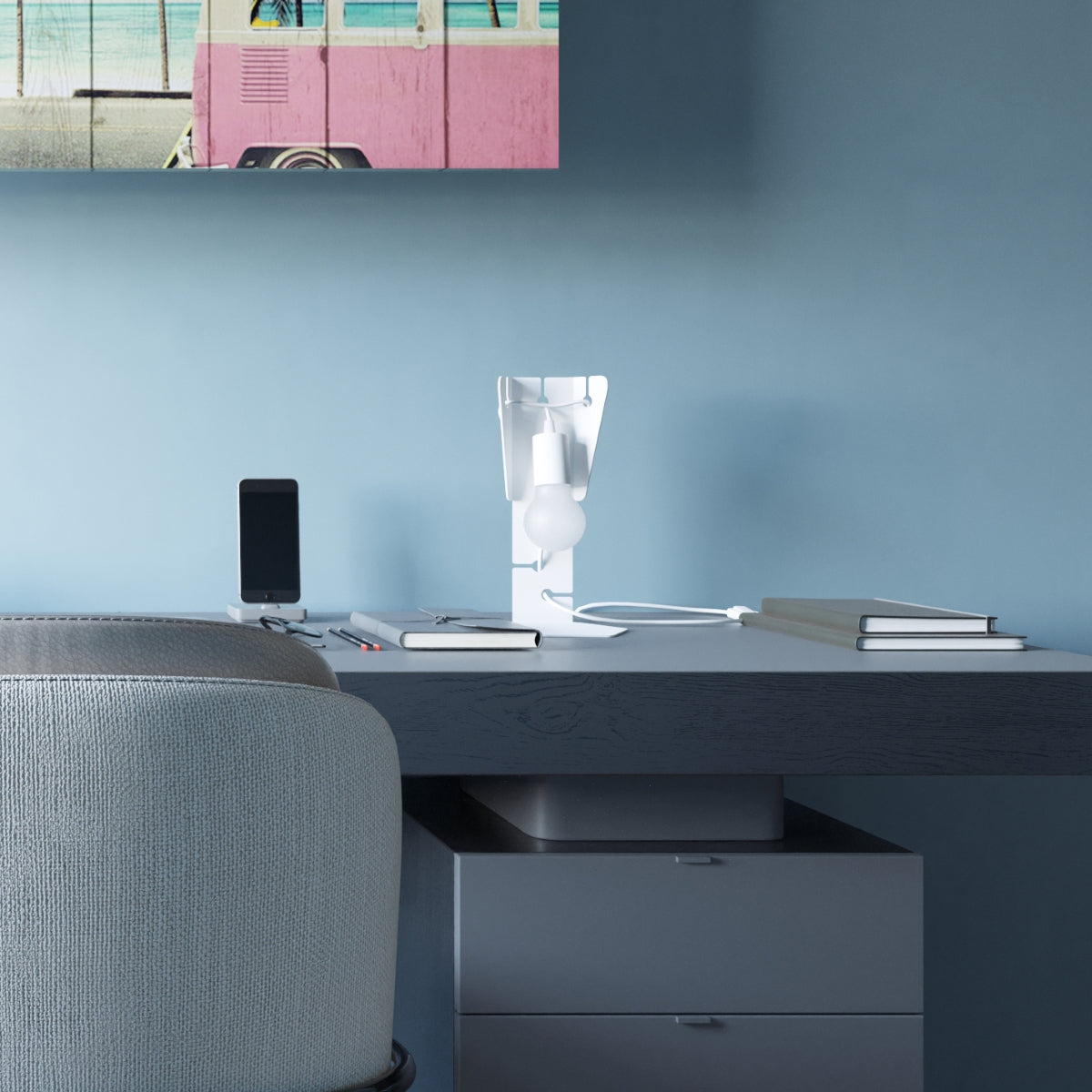 Arby - Lámpara de Mesa - 1-Light - Blanca - Acero - E27 LED - IP20 - 31 cm