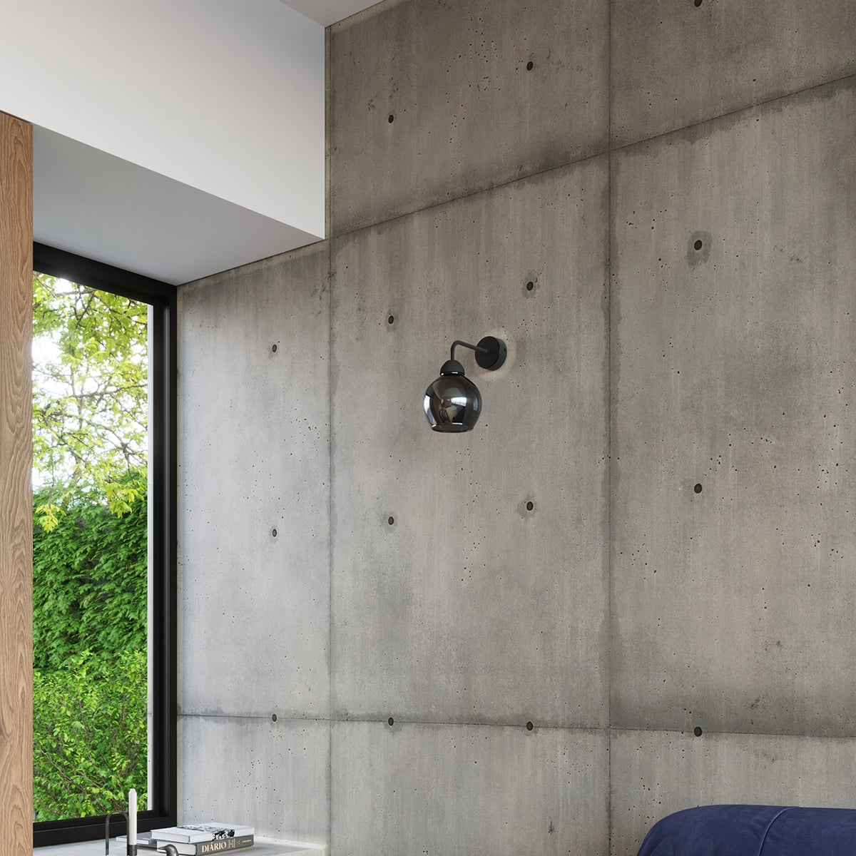 Alino - Aplique de Pared - 1-Light - Negro - Acero - IP20 - E27 - 15x15x26 cm