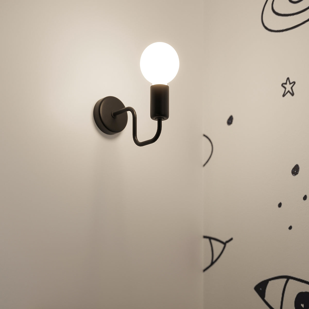 Aplique de Pared Vector Negro - 1-Light LED - Acero - IP20 - Bombilla No Incluida