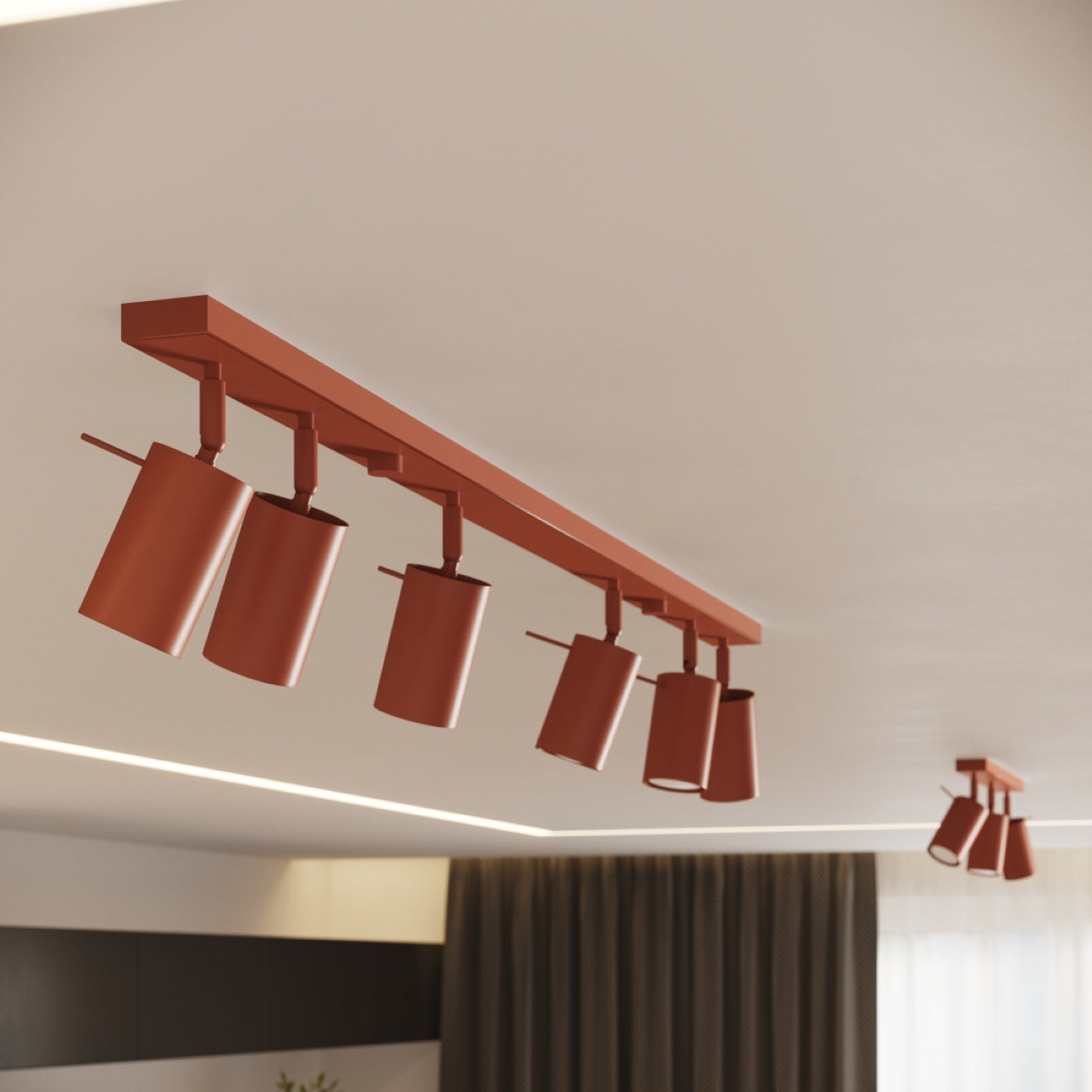 Luzara - Ceiling Light - 6-Light - Ocre Rojo - Acero - Moderno - GU10 LED - IP20 - 117 cm