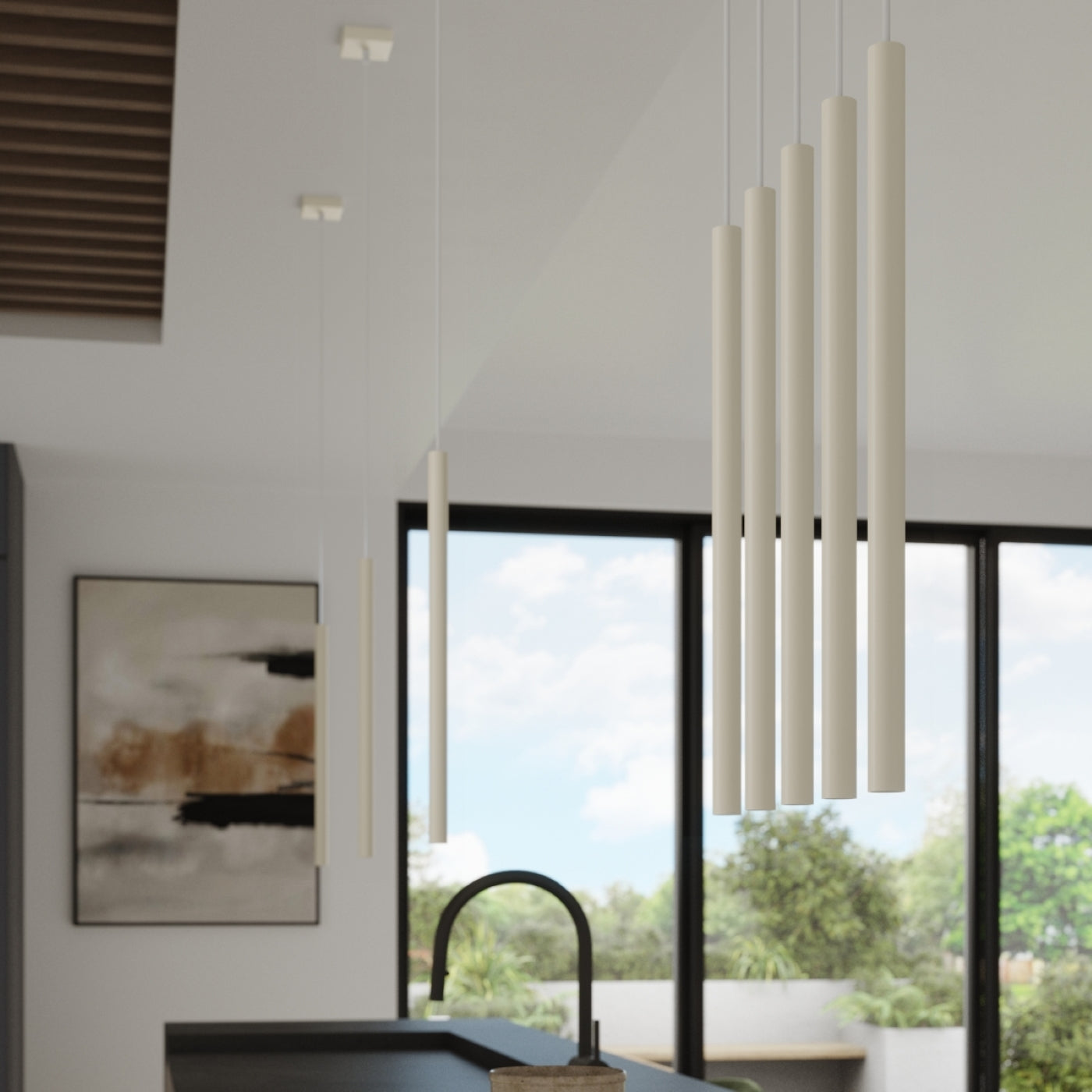 Luzara - Pendant Light - 1-Light Beige Metal - G9 LED 8W - IP20 - Modern Minimalista