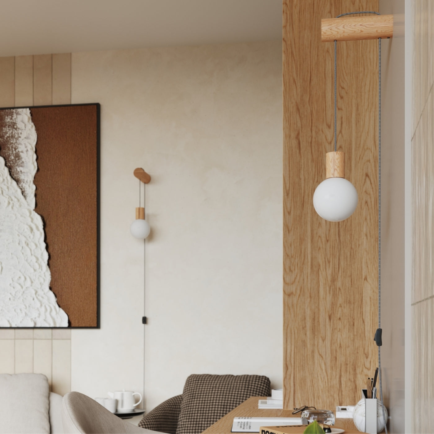 Luzara - Aplique De Pared - 1-Light G9 - Madera Natural Blanco - Madera Y Vidrio - IP20 - Dimensiones 6/25/67 cm