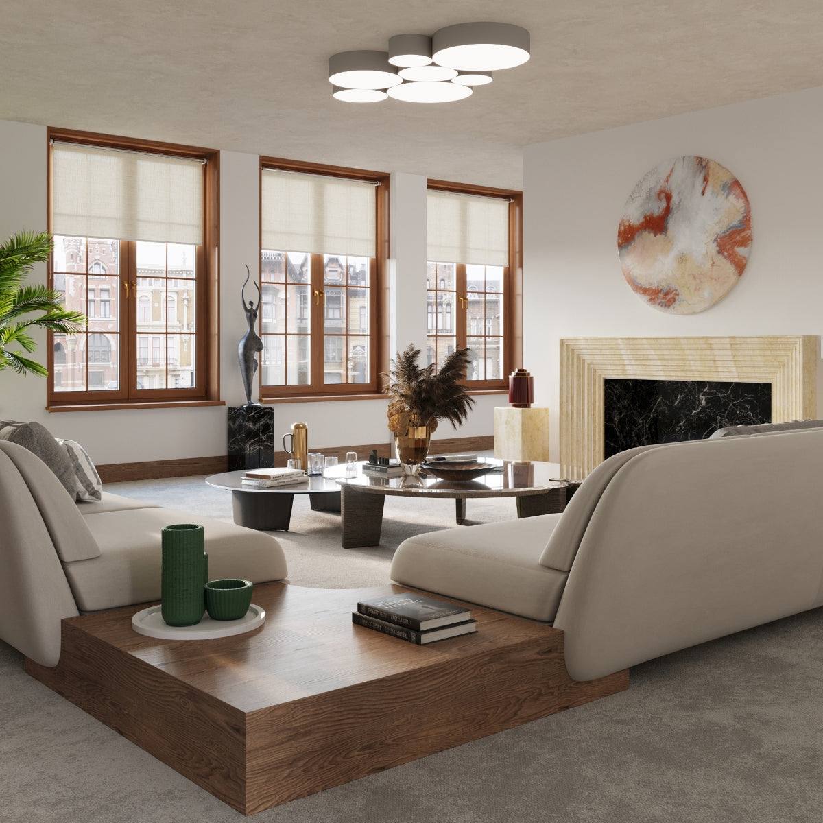 Arena - Lámpara de Techo - 3-Light Gris - PVC - E27 - LED 15W - IP20 - 45 cm diámetro