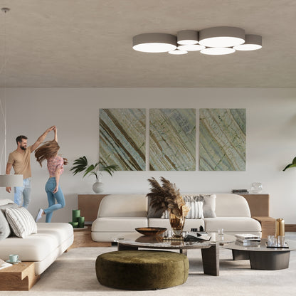 Arena - Lámpara de Techo - 3-Light Gris - PVC - E27 - LED 15W - IP20 - 45 cm diámetro