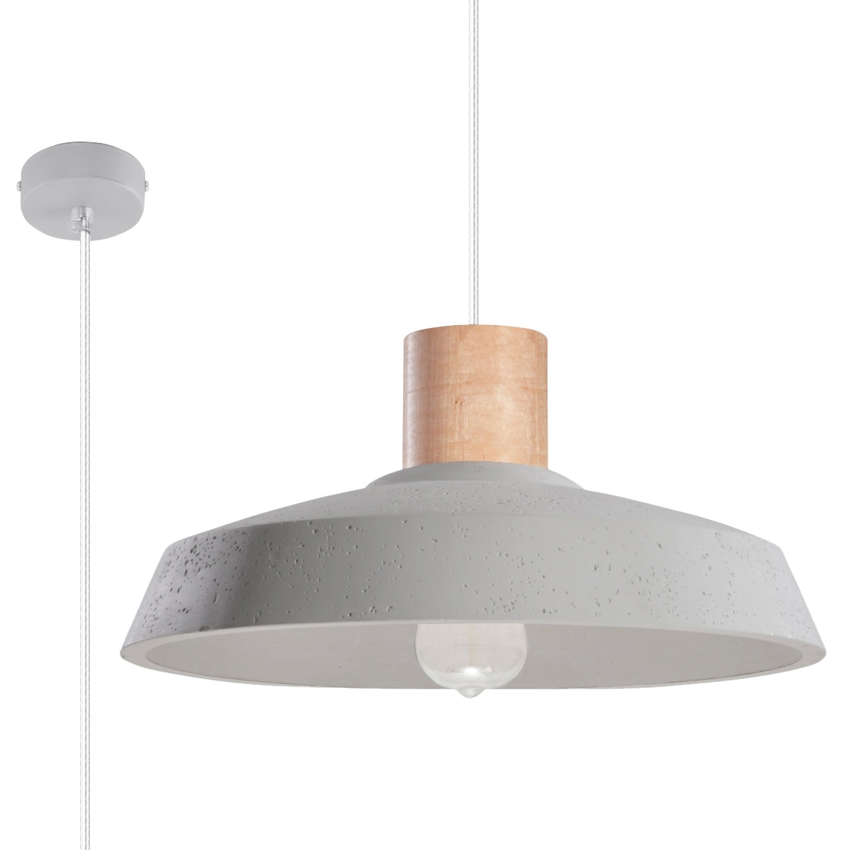 AFRA - Lámpara Colgante - 1-Luz - Gris - Hormigón y Madera - IP20 - Fuente De Luz No Incluida - Dimensiones 40x40x115 cm