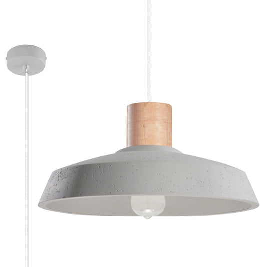 AFRA - Lámpara Colgante - 1-Luz - Gris - Hormigón y Madera - IP20 - Fuente De Luz No Incluida - Dimensiones 40x40x115 cm