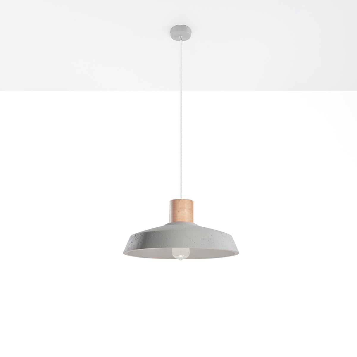 AFRA - Lámpara Colgante - 1-Luz - Gris - Hormigón y Madera - IP20 - Fuente De Luz No Incluida - Dimensiones 40x40x115 cm