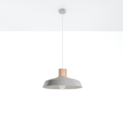 AFRA - Lámpara Colgante - 1-Luz - Gris - Hormigón y Madera - IP20 - Fuente De Luz No Incluida - Dimensiones 40x40x115 cm
