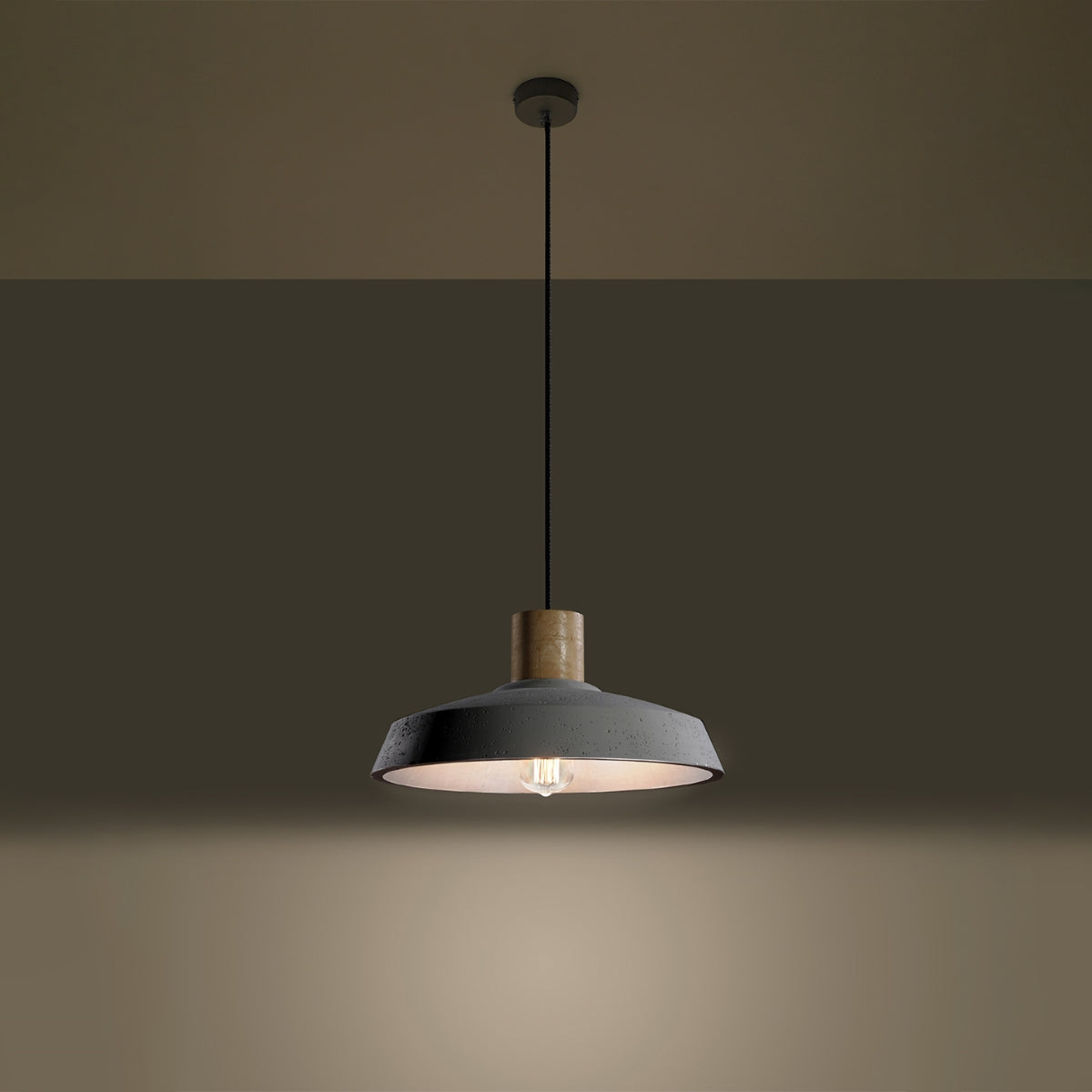 AFRA - Lámpara Colgante - 1-Luz - Gris - Hormigón y Madera - IP20 - Fuente De Luz No Incluida - Dimensiones 40x40x115 cm