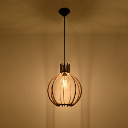 Arancia - Lámpara Colgante - 1-Luz - Madera Natural - E27 LED 15W - IP20 - Diameter 28/30 cm - Height 100 cm