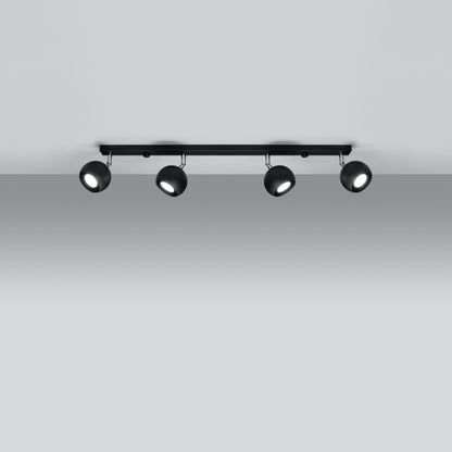 Luzara - Lámpara de Techo - 4-Light - Negra - Acero - GU10 - IP20 - 80 x 10 x 16 cm