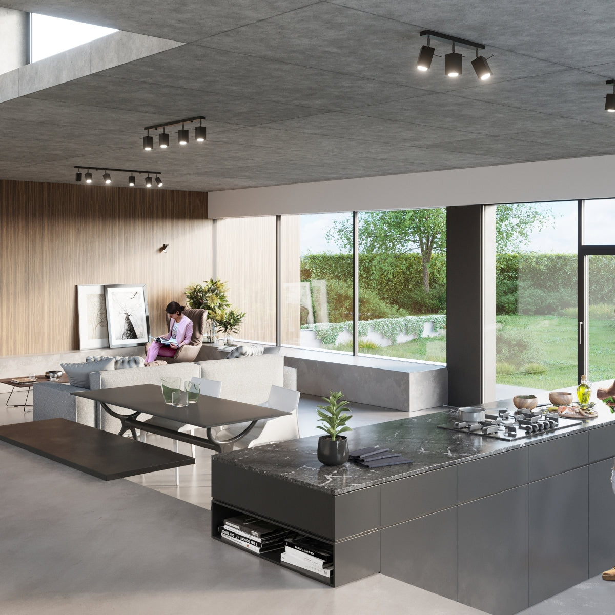 Luzara - Ceiling Light - 6-Light - Negro - Acero - GU10 LED - IP20 - Fuente de Luz No Incluida