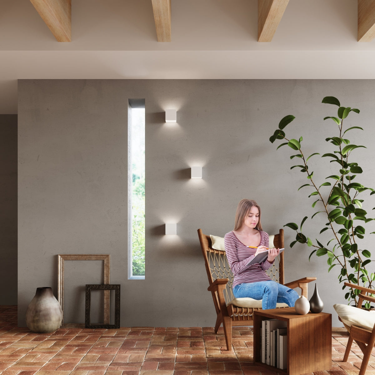 Aplique de Pared - LUCA LED Blanco - 1-Light - IP54 - Aluminio - 7W - 3000K - Dimmable - 10x10x10 cm