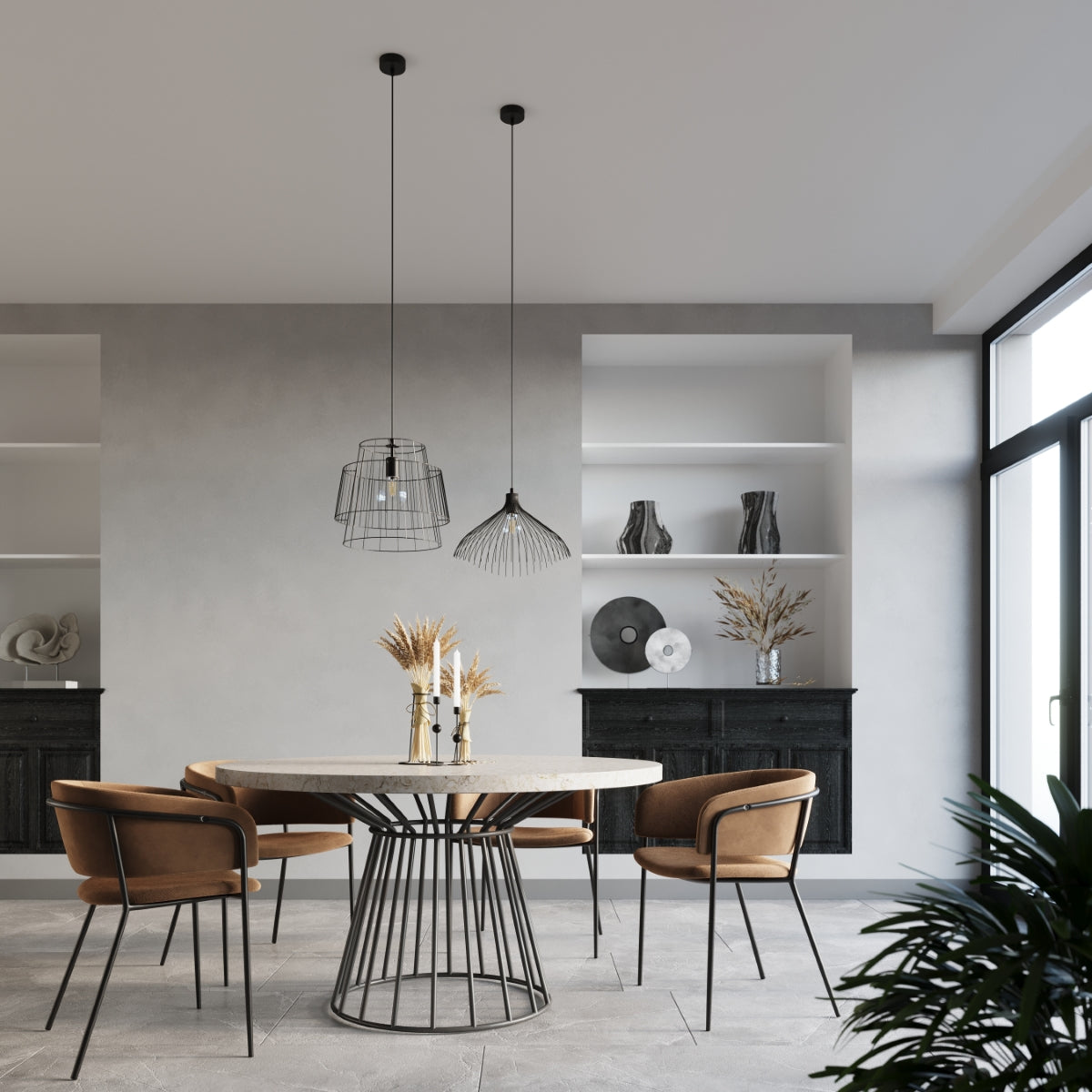 Luzara - Pendant Light - 1-Light - Black - Steel - E27 - IP20 - Bulb Not Included - 40x40x125 cm