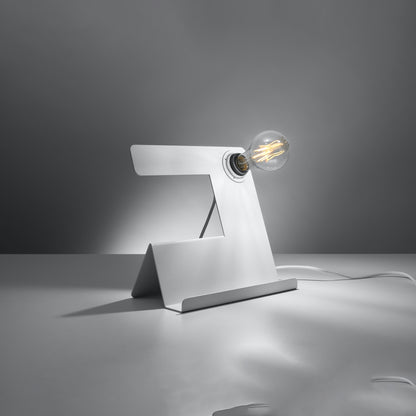 Luzara - Lámpara de Mesa - 1-Light - Blanco - Acero Moderno - E27 - IP20 - Dimensiones 25x13x24 cm - Incline