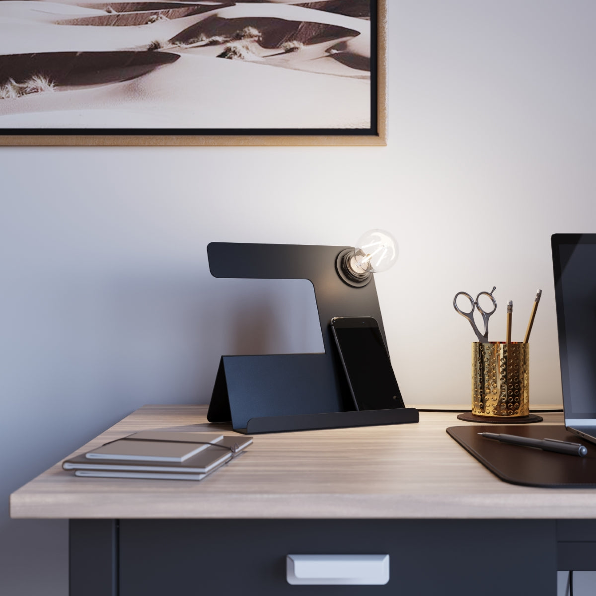 Luzara - Table Lamp - 1-Light - Negro - Acero - E27 LED - IP20 - Bulb Not Included - 25 x 13 x 24 cm