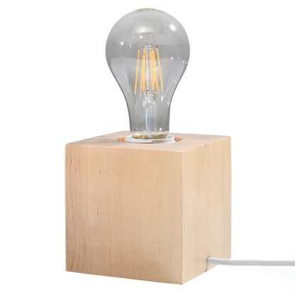 Ariz - Lámpara de Mesa - 1-Luz - Madera Natural - E27 - LED - IP20 - 15W Máx - 10 x 10 x 10 cm