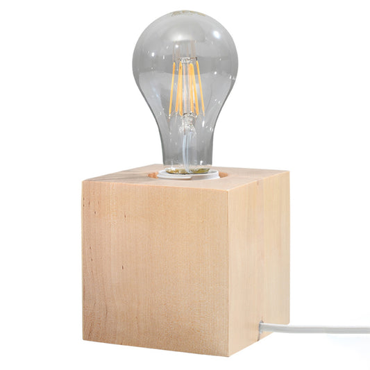 Ariz - Lámpara de Mesa - 1-Luz - Madera Natural - E27 - LED - IP20 - 15W Máx - 10 x 10 x 10 cm