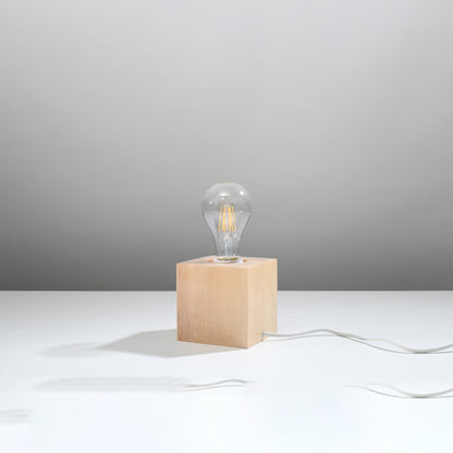 Ariz - Lámpara de Mesa - 1-Luz - Madera Natural - E27 - LED - IP20 - 15W Máx - 10 x 10 x 10 cm