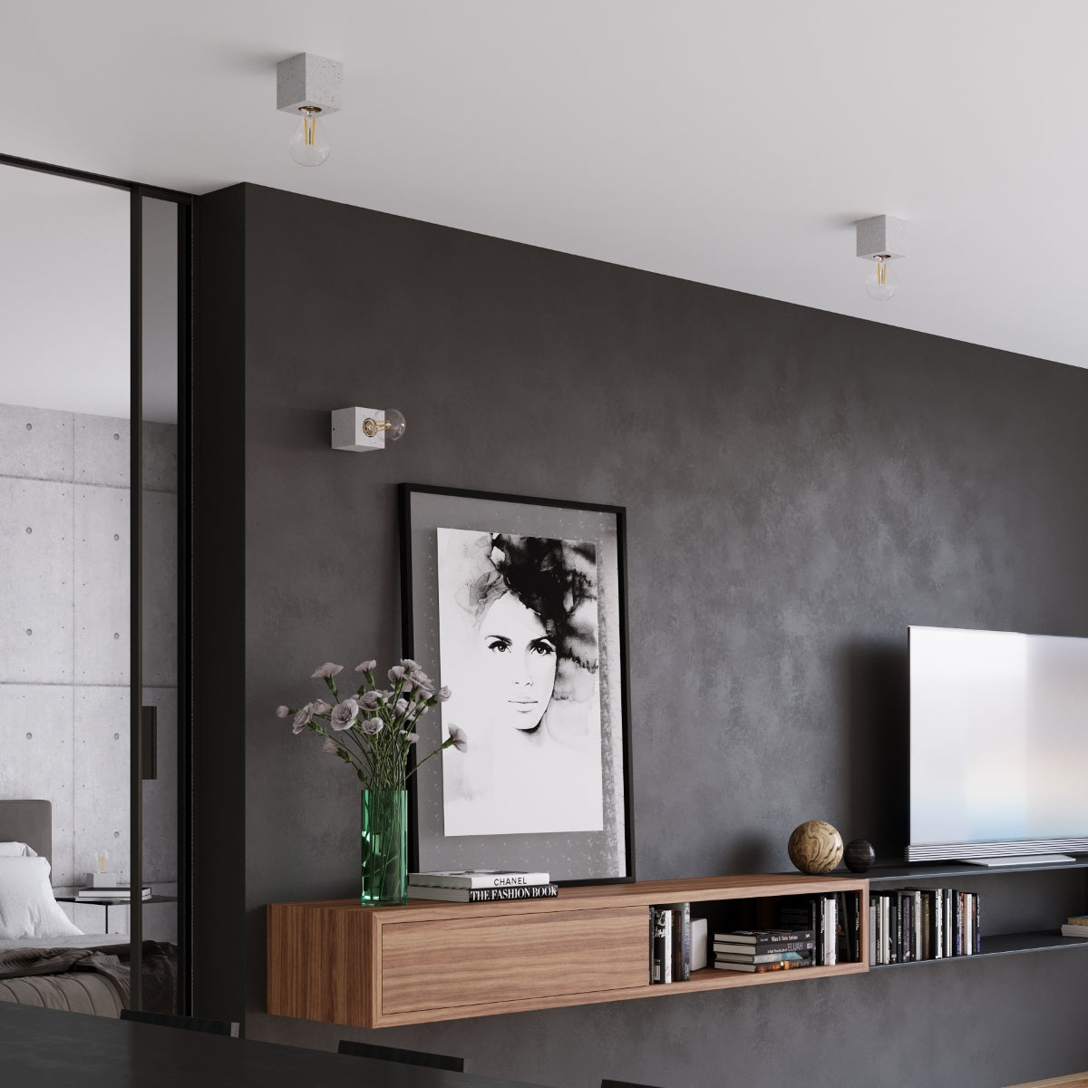 Ariz - Aplique de Pared - 1-Luz - Gris Hormigón - E27 - IP20 - Fuente de Luz No Incluida - Dimensiones 10 x 10 x 10 cm