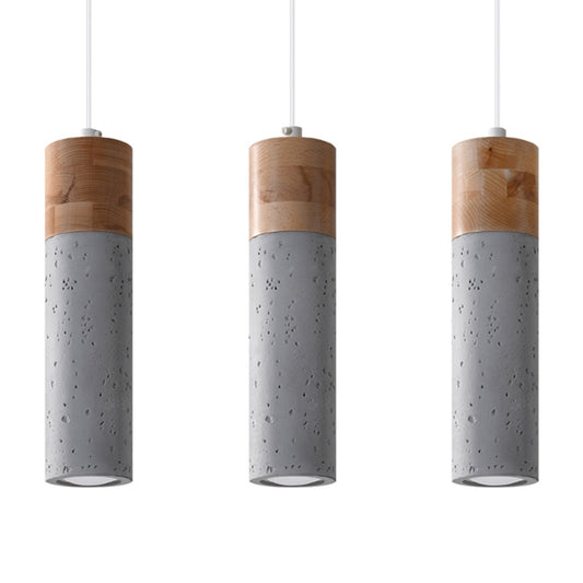 Luzara - Pendant Light - 3-Light Gray Concrete Wood - GU10 - Bulbs Not Included - 120 cm Suspension