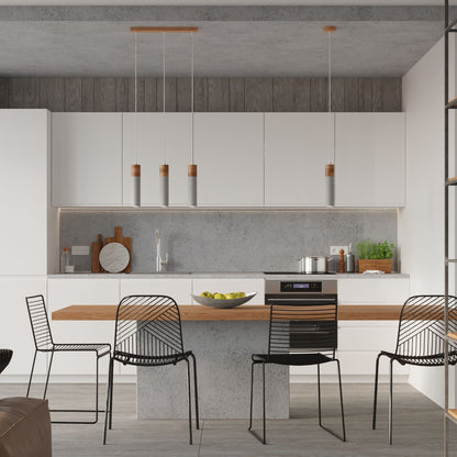 Luzara - Pendant Light - 3-Light Gray Concrete Wood - GU10 - Bulbs Not Included - 120 cm Suspension