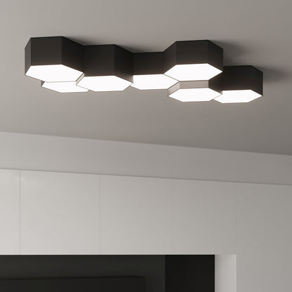 Sunde - Ceiling Light - 2-Light - Negra - PVC Modern Hexagonal - E27 - IP20 - 30,5 x 26,5 x 13,5 cm