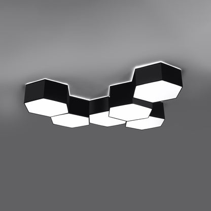 Sunde - Ceiling Light - 2-Light - Negra - PVC Modern Hexagonal - E27 - IP20 - 30,5 x 26,5 x 13,5 cm