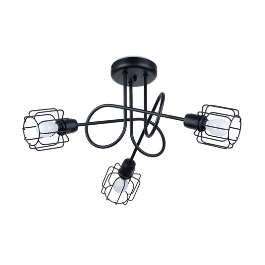 Beluci - Ceiling Light - 3-Light - Black - Metal - E14 - IP20 - 48x48x28.5 cm