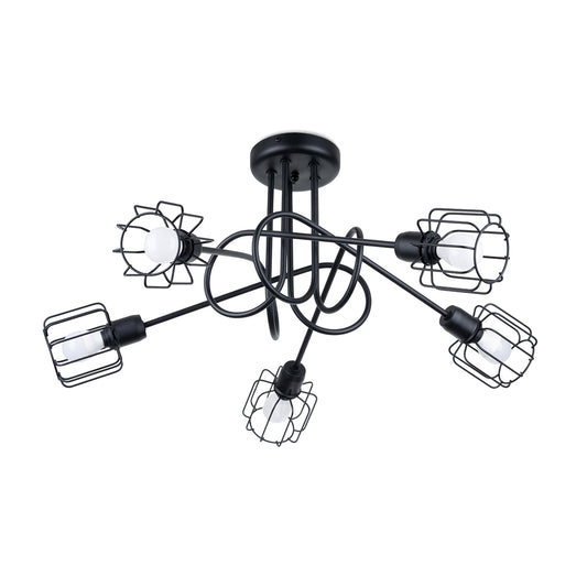 Beluci - Ceiling Light - 5-Light - Negro - Acero Industrial - Bombillas No Incluidas - IP20 - E14