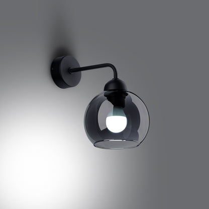 Alino - Aplique de Pared - 1-Light - Negro - Acero - IP20 - E27 - 15x15x26 cm