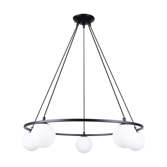 Luzara - Pendant Light - 5-Light - Black - Steel and Glass - G9 LED - 230V - IP20 - 80 x 80 x 98 cm