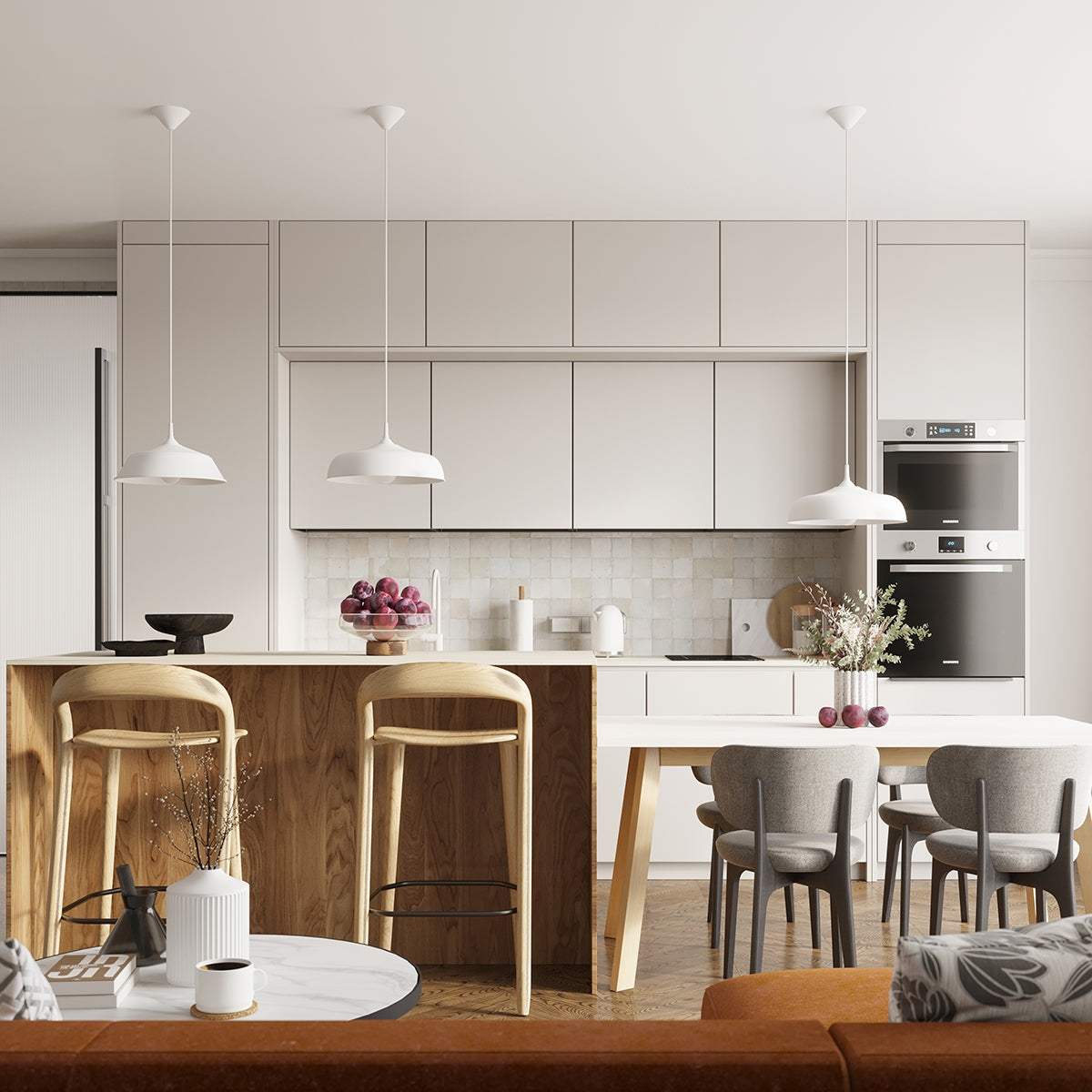 Luzara - Lámpara Colgante - 1-Light White Steel - E27 Socket - IP20 - 38x38x74 cm - Gina