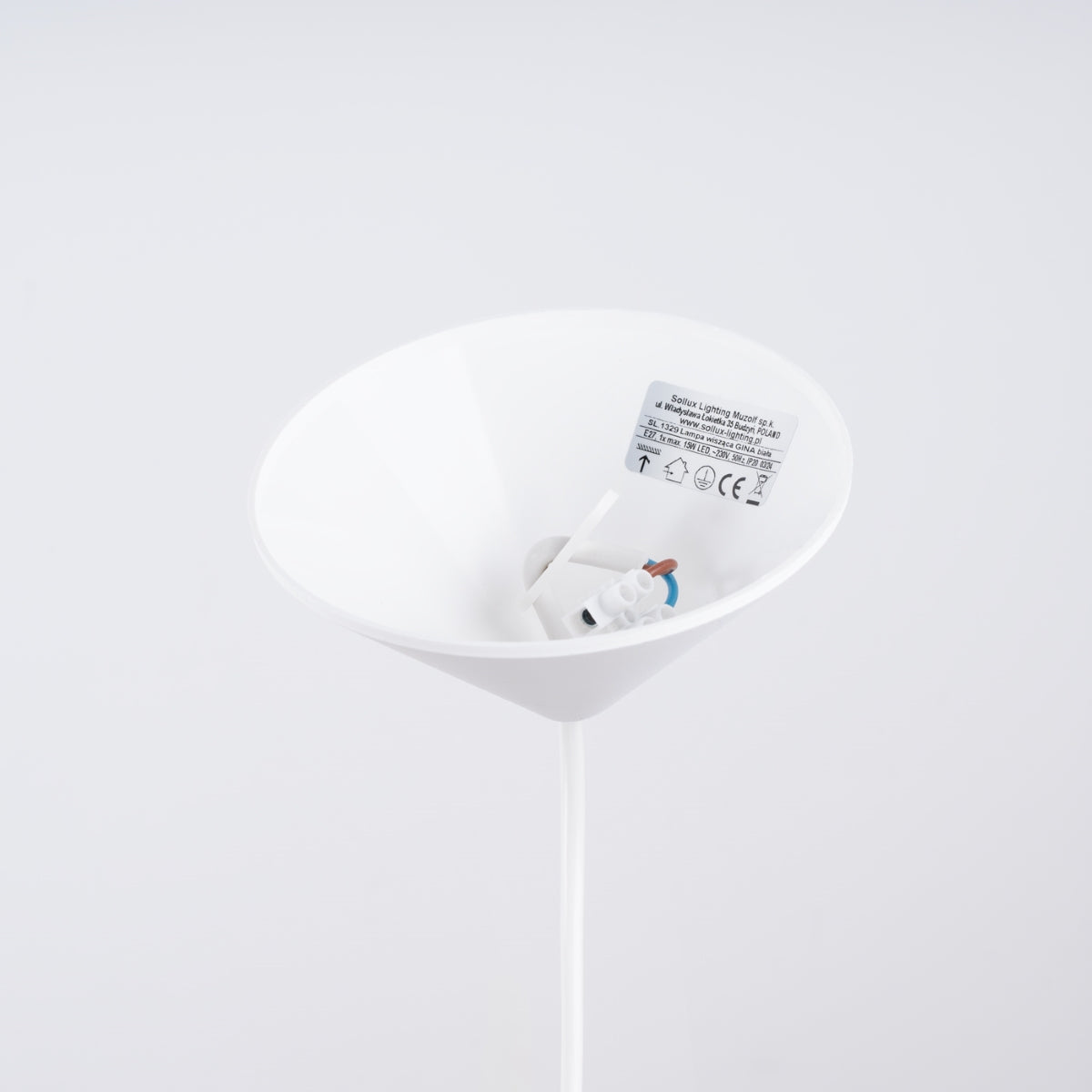 Luzara - Lámpara Colgante - 1-Light White Steel - E27 Socket - IP20 - 38x38x74 cm - Gina