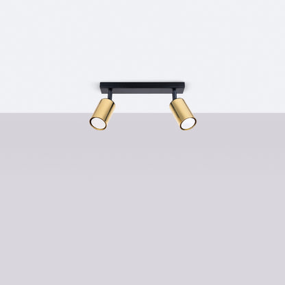 Winx - Lámpara de Techo - 2-Light - Negro Dorado - Acero - GU10 - IP20 - Iluminación de Interior - Diseño Minimalista