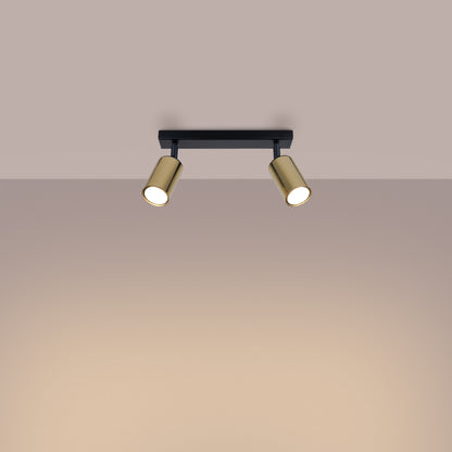 Winx - Lámpara de Techo - 2-Light - Negro Dorado - Acero - GU10 - IP20 - Iluminación de Interior - Diseño Minimalista