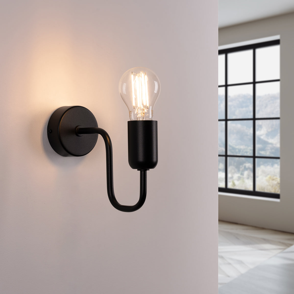 Aplique de Pared Vector Negro - 1-Light LED - Acero - IP20 - Bombilla No Incluida