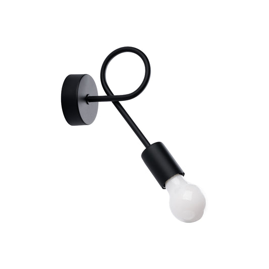 Luzara - Aplique de Pared - 1-Light - Negro - Acero - E27 LED - IP20 - Bombilla no incluida
