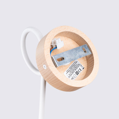 EMBER - Aplique de Pared - 1-Luz - Blanco con Madera Natural - Base E27 - IP20 - Acero y Madera - 10/19/24 cm