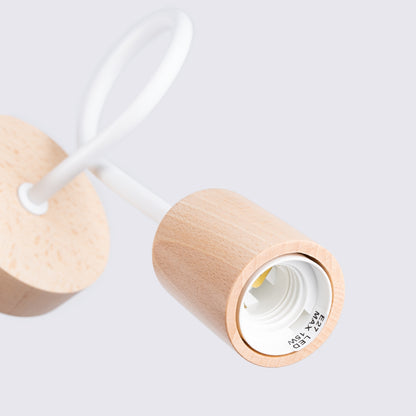 EMBER - Aplique de Pared - 1-Luz - Blanco con Madera Natural - Base E27 - IP20 - Acero y Madera - 10/19/24 cm