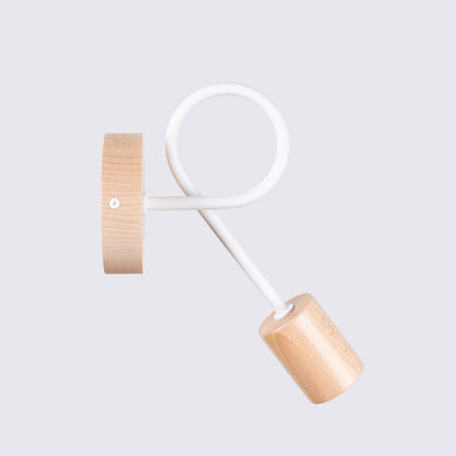 EMBER - Aplique de Pared - 1-Luz - Blanco con Madera Natural - Base E27 - IP20 - Acero y Madera - 10/19/24 cm