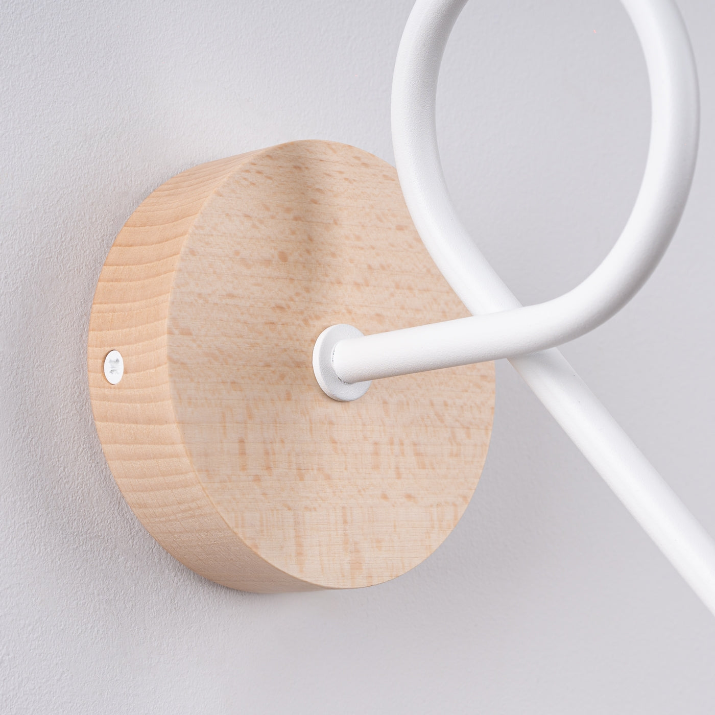 EMBER - Aplique de Pared - 1-Luz - Blanco con Madera Natural - Base E27 - IP20 - Acero y Madera - 10/19/24 cm