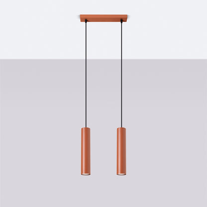Luzara - Lagos Pendant Light - 2-Light - Ocre Rojo - Acero - GU10 - IP20 - 105 cm de Alto - Diseño Industrial Minimalista