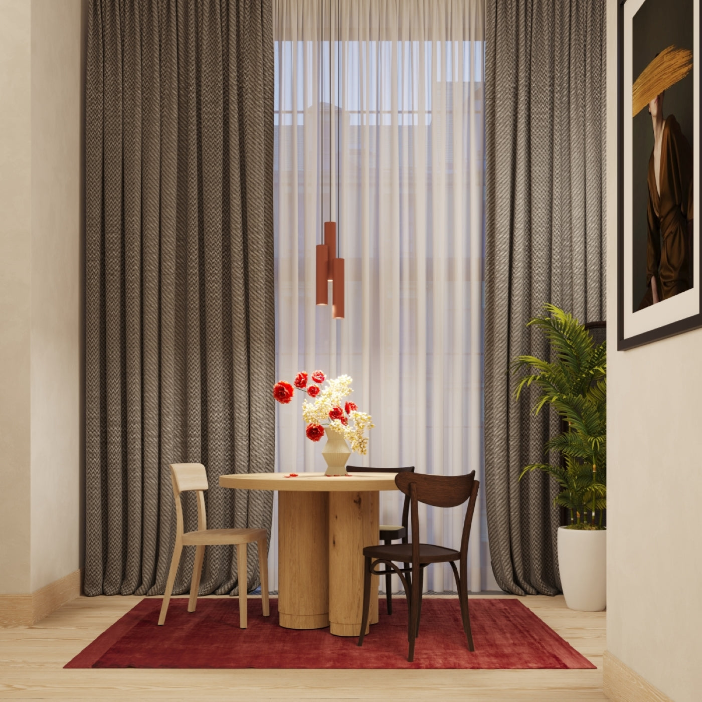 Lagos - Pendant Light - 3-Light - Ocre Rojo - Acero - GU10 - Ø6 cm Pantallas - Modern Minimalist