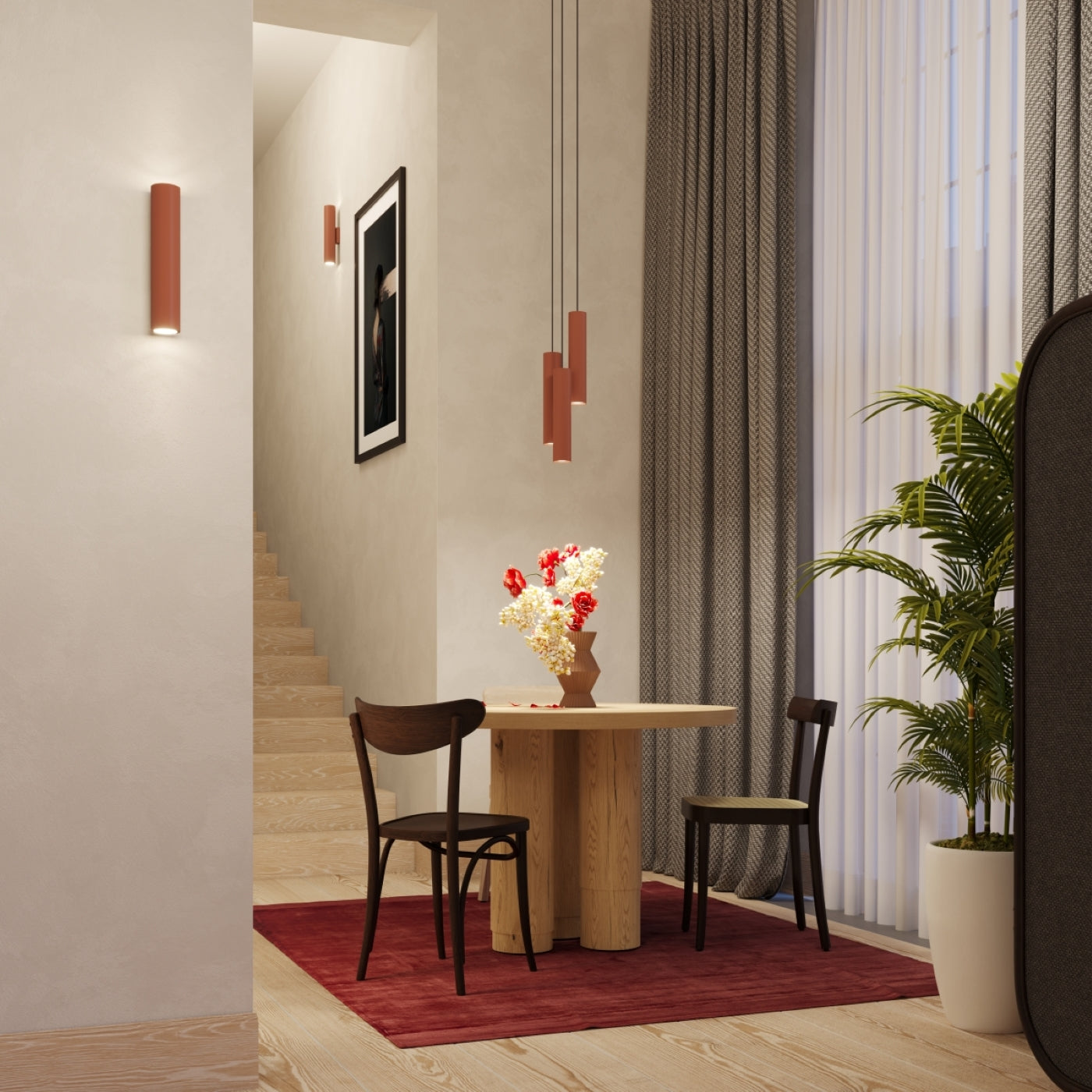 Lagos - Pendant Light - 3-Light - Ocre Rojo - Acero - GU10 - Ø6 cm Pantallas - Modern Minimalist