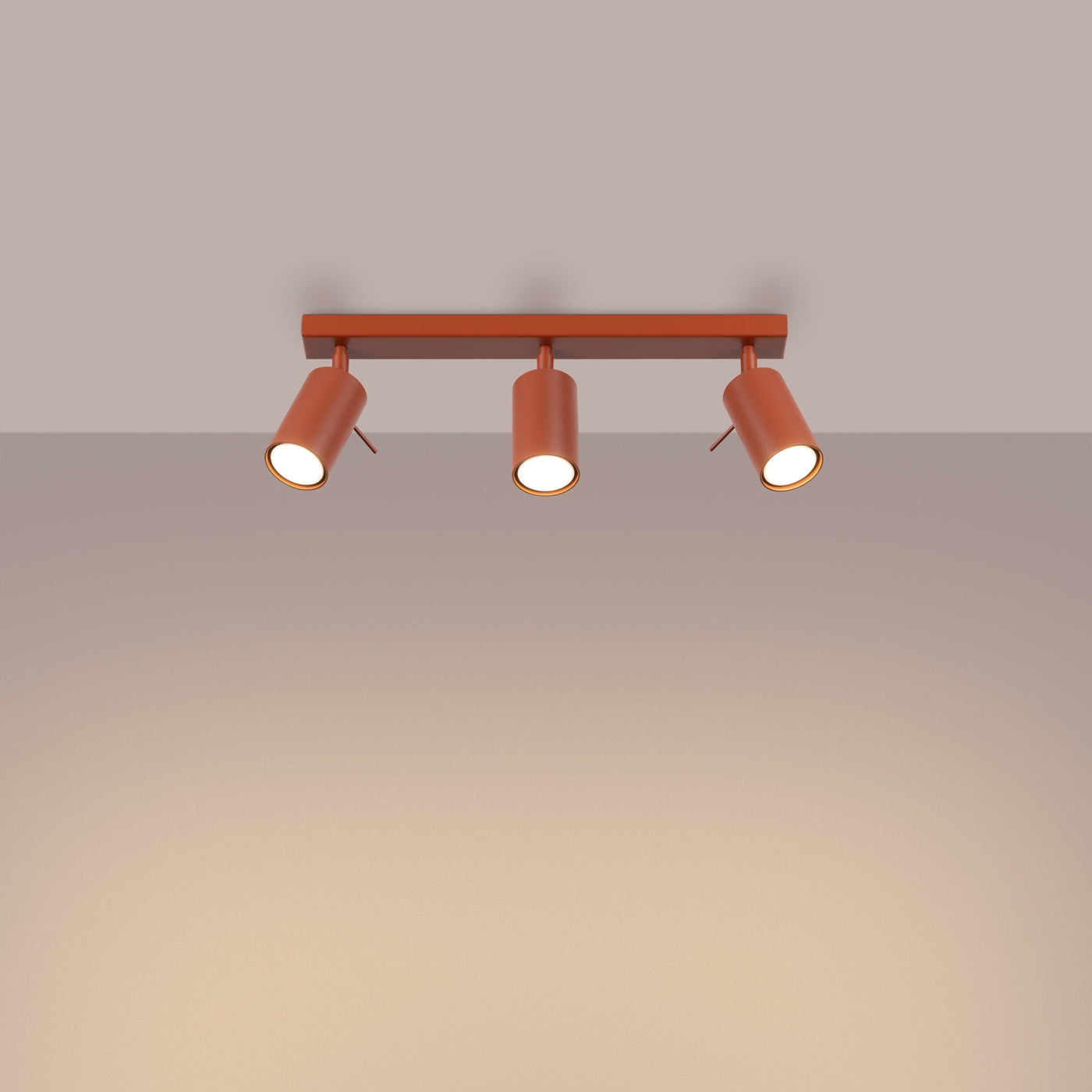 Luzara - Lámpara de Techo RING 3L - 3-Light - Ocre Rojo - Acero - GU10 - IP20 - Bombillas No Incluidas - 45x6x17 cm