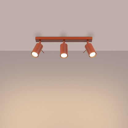 Luzara - Lámpara de Techo RING 3L - 3-Light - Ocre Rojo - Acero - GU10 - IP20 - Bombillas No Incluidas - 45x6x17 cm