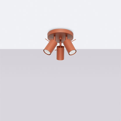 Plafón Ring - 3-Light - Rojo Ocre - Acero - GU10 - IP20 - Lámpara de Techo Minimalista