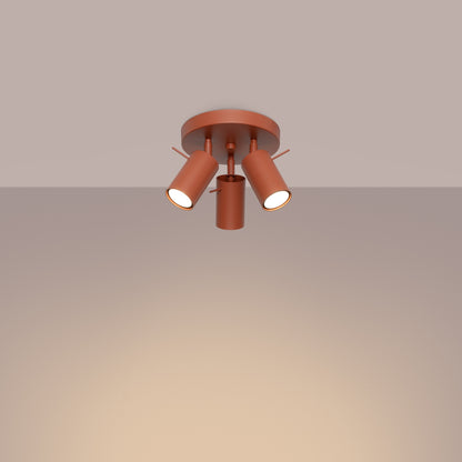 Plafón Ring - 3-Light - Rojo Ocre - Acero - GU10 - IP20 - Lámpara de Techo Minimalista
